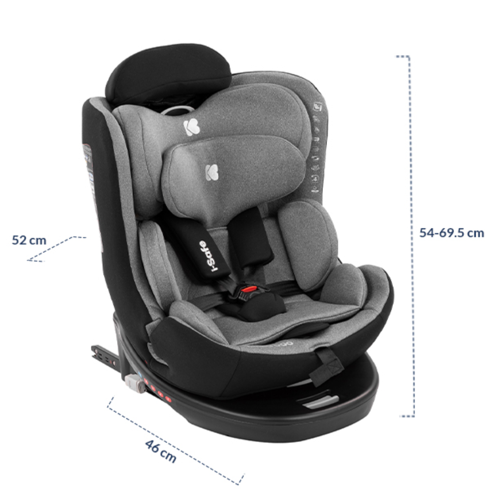 AUTOSJEDALICA KIKKA BOO 40-150CM,I-SAFE I-SIZE DARK GREY