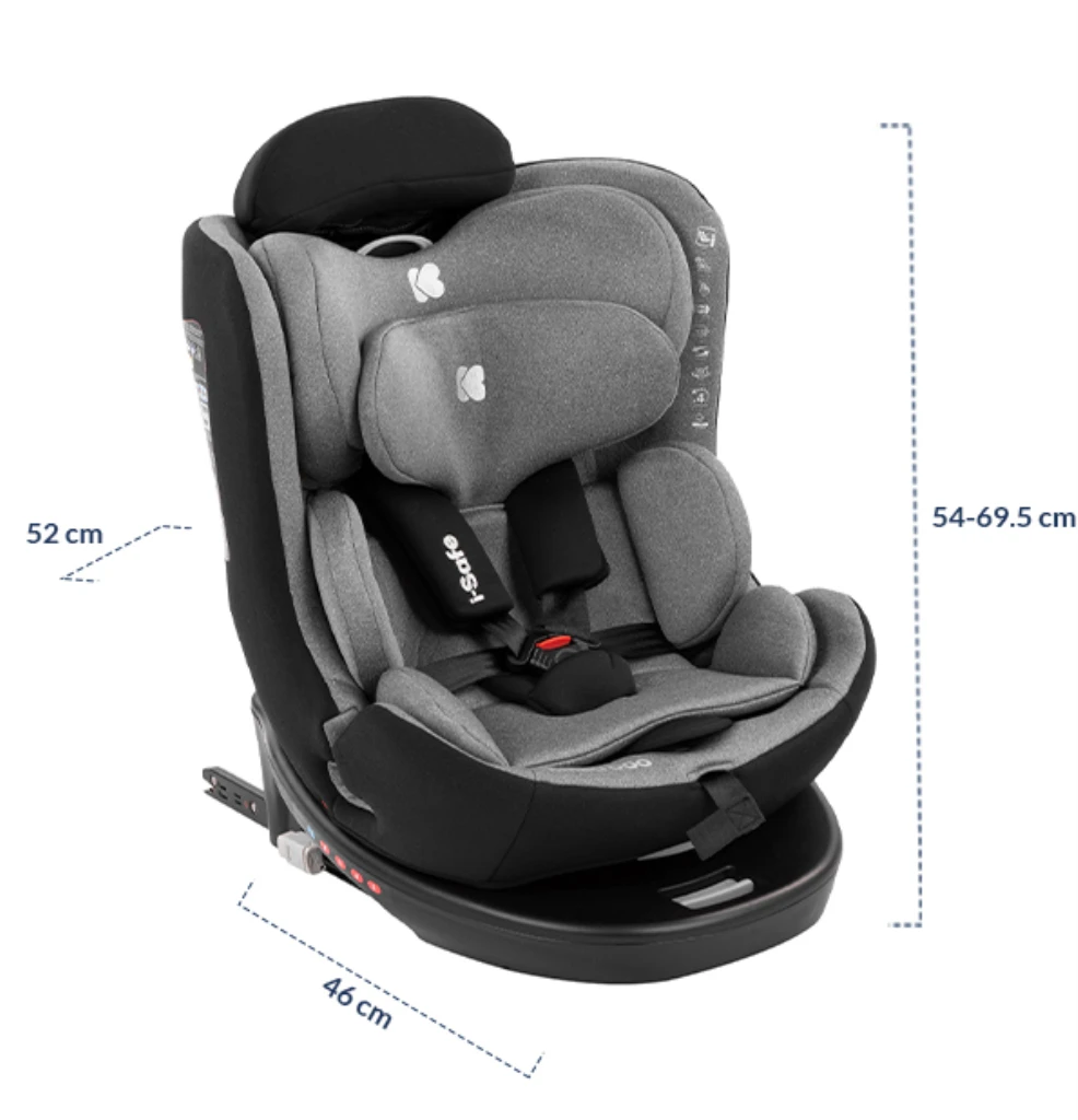 AUTOSJEDALICA KIKKA BOO 40-150CM,I-SAFE I-SIZE DARK GREY