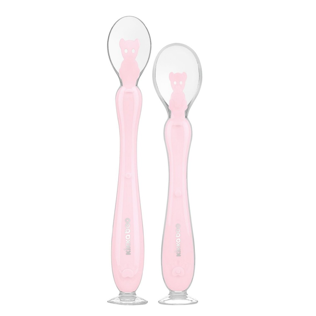KIKKA BOO SILIKONSKE ŽLICE S VAKUMOM,2KOM PINK