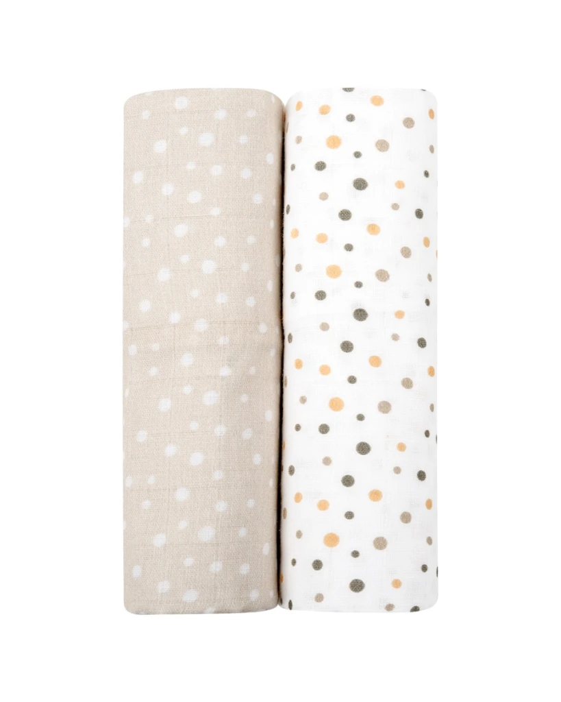 KIKKA BOO MUSLIN SET ZA POVIJANJE 2KOM 80/80CM,DOTS BEIGE
