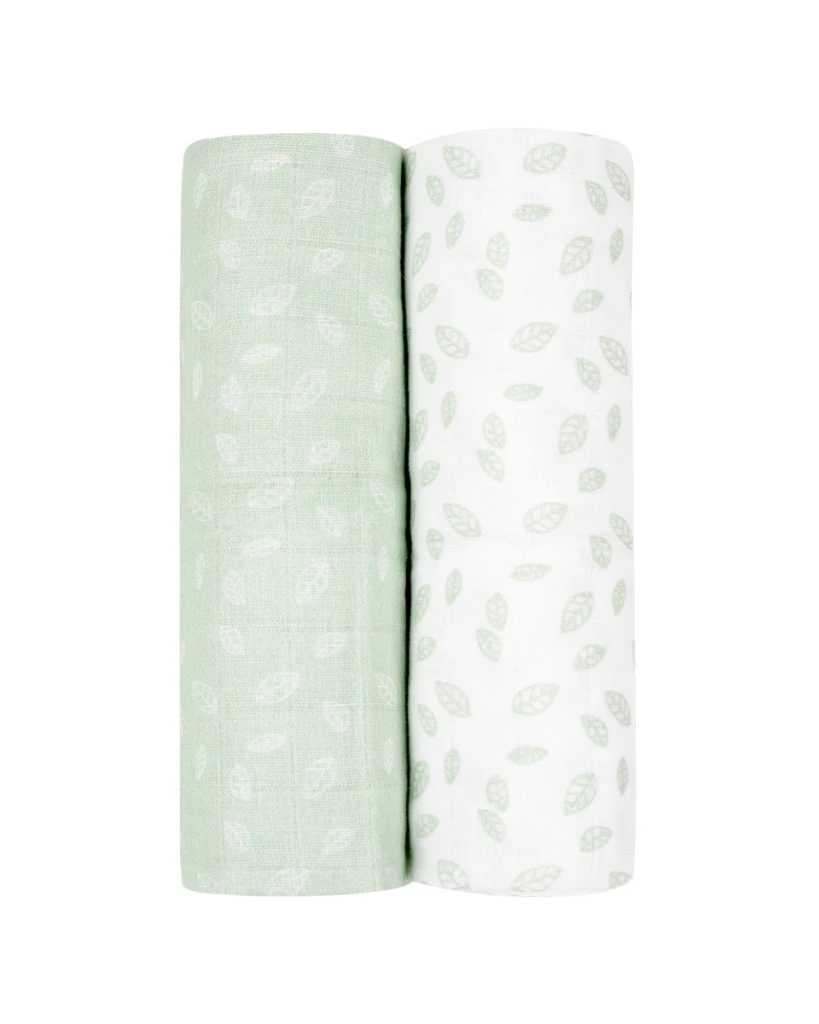 KIKKA BOO MUSLIN SET ZA POVIJANJE 2KOM 80/80CM,LEAVES MINT