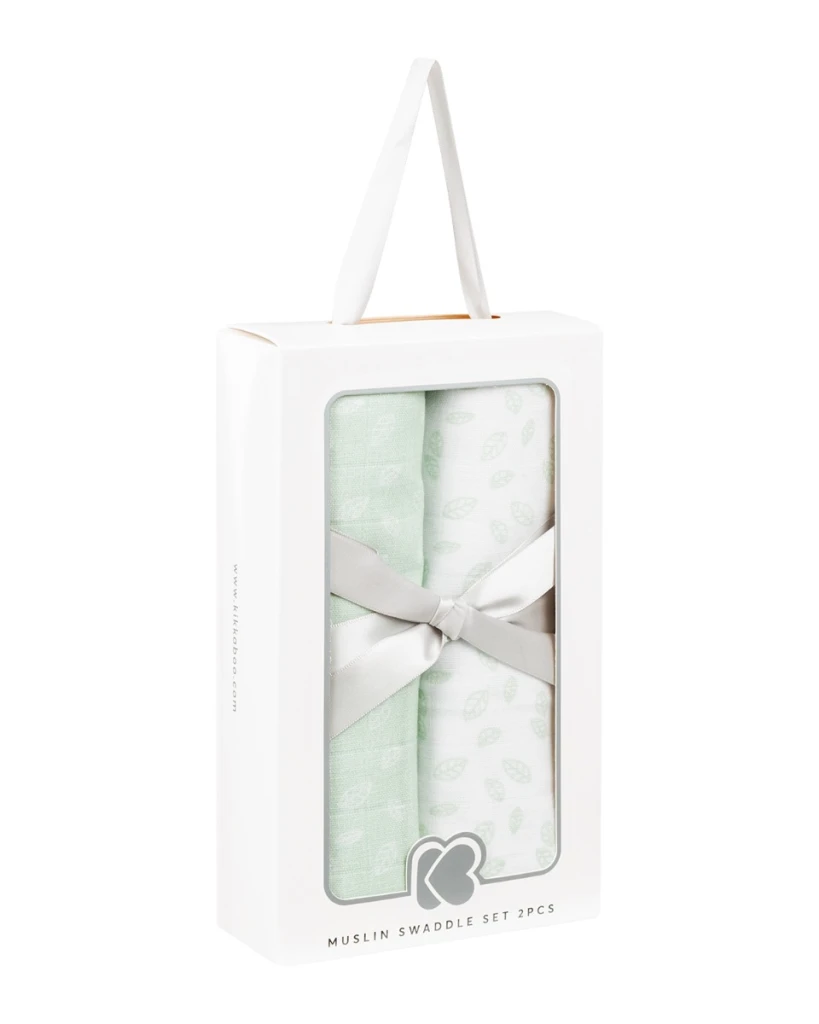 KIKKA BOO MUSLIN SET ZA POVIJANJE 2KOM 80/80CM,LEAVES MINT