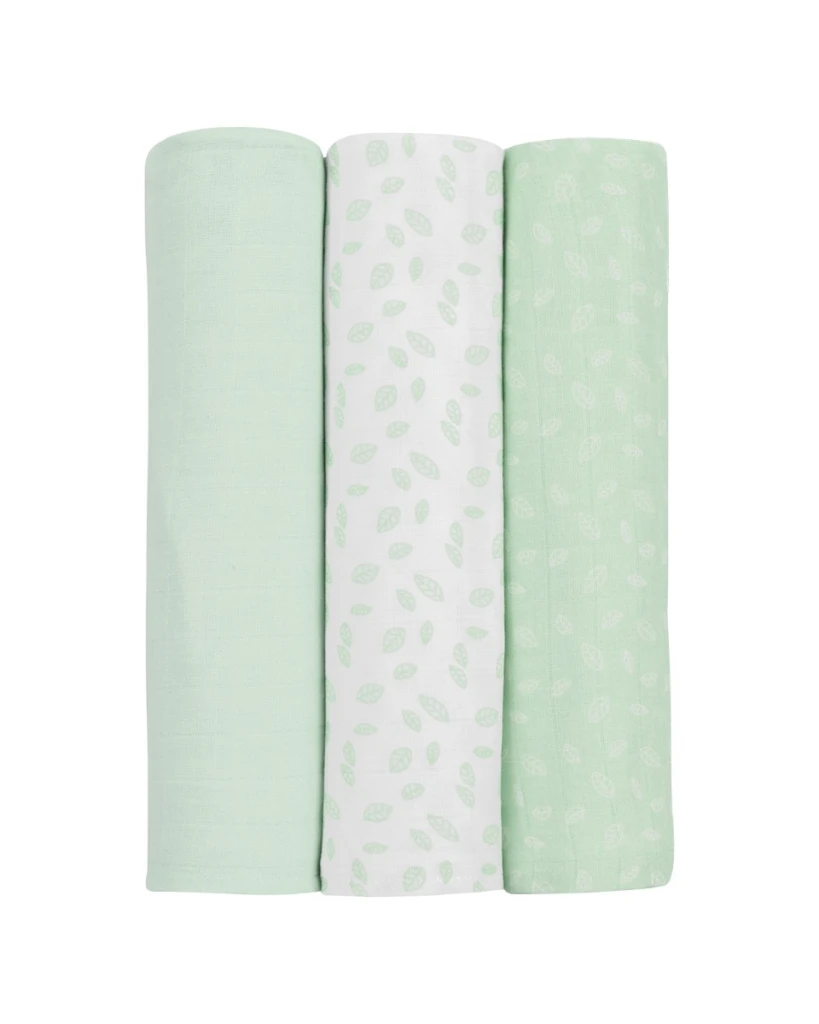 KIKKA BOO MUSLIN SET ZA POVIJANJE 3KOM 80/80CM,LEAVES MINT