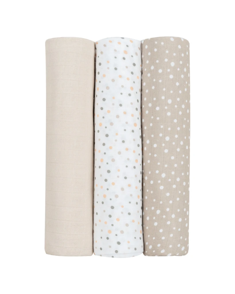 KIKKA BOO MUSLIN SET ZA POVIJANJE 3KOM 100/100CM,DOTS BEIGE