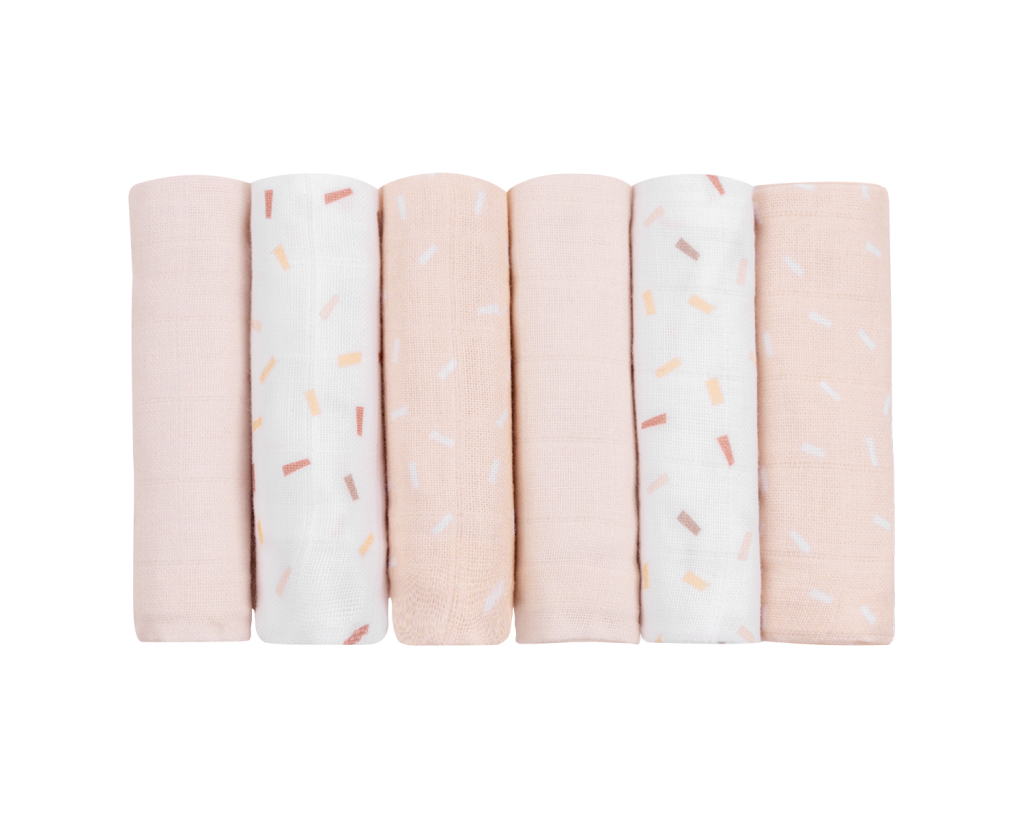 KIKKA BOO SET MUSLIN 6KOM 30/30CM,CONFETTI PINK