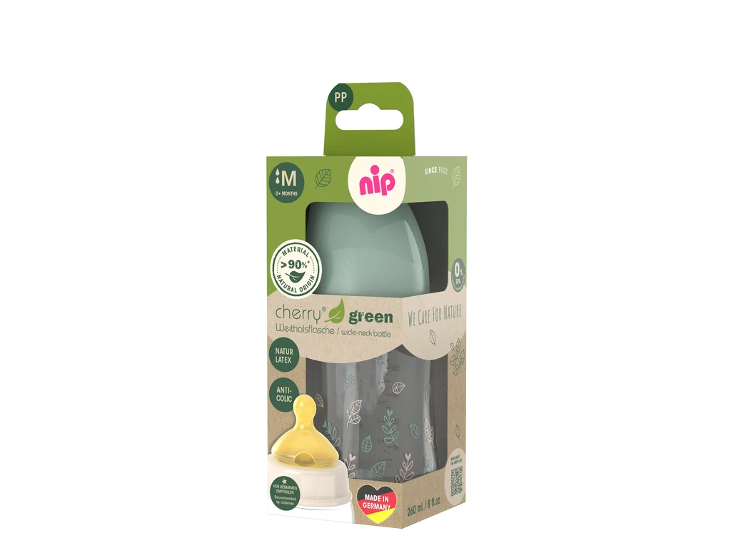 NIP BOCA ŠIROKOG GRLA PP,CHERRY GREEN BOY,GREEN,260ML,0+