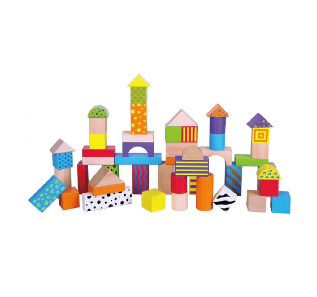 DRVENE ŠARENE KOCKE 50KOM M.