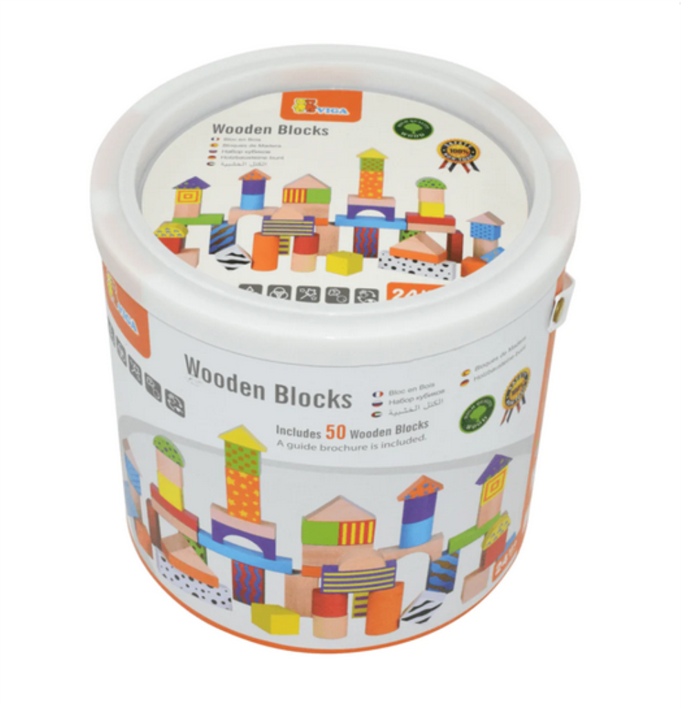 DRVENE ŠARENE KOCKE 50KOM M.