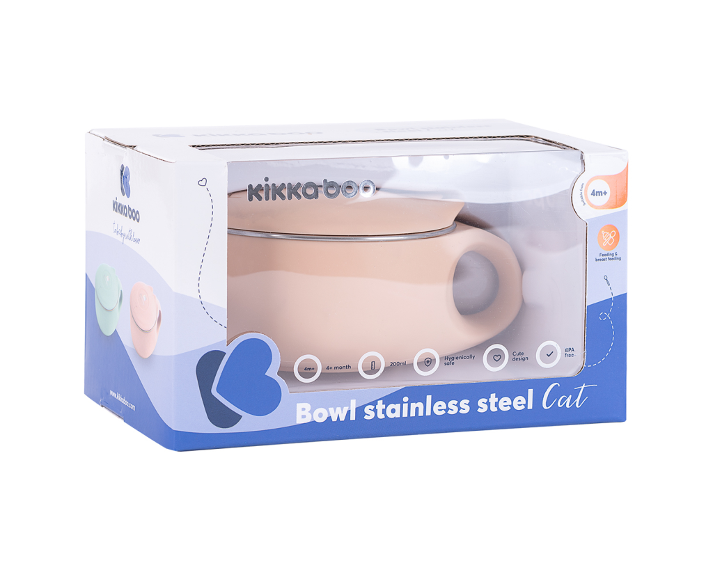 KIKKA BOO POSUDA OD NEHRĐAJUĆEG ČELIKA 200ML,CAT PINK