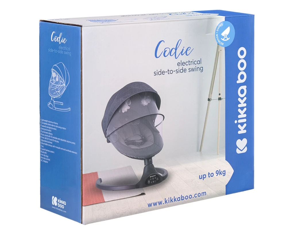 KIKKA BOO ELEKTRIČNA LJULJAČKA CODIE,DARK GREY