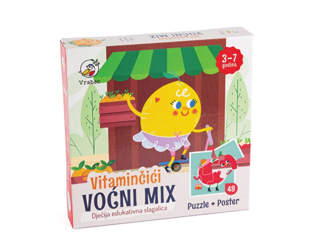 PUZZLE FUN 48,VOĆNI MIX 12 SLIKA,VRABAC