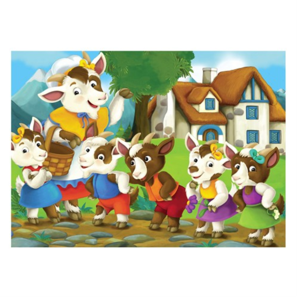 PUZZLE FUN 63,42X29CM KOZA I 7 JARIĆA,VRABAC