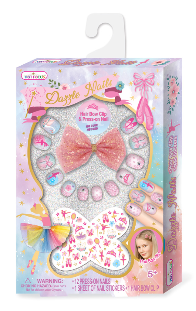 HOT FOCUS DAZZLE NAILS SET ZA NOKTE SA UKRASOM ZA KOSU