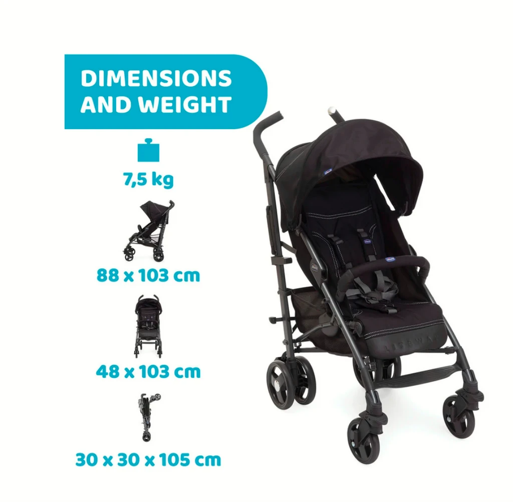 CHICCO LITEWAY 3 COMPLETE JET BLACK