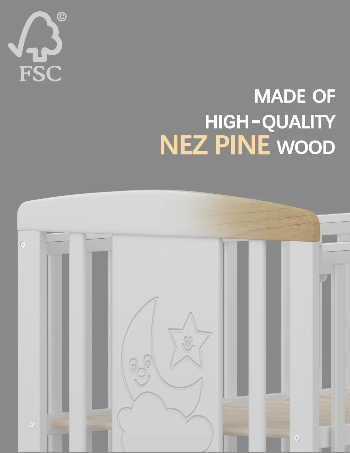 NESTA DRVENI KREVETIĆ LUNA 120X60CM