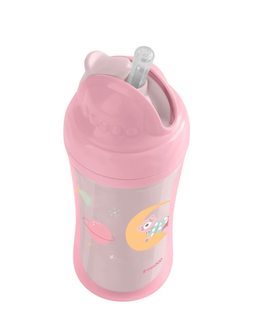 KIKKA BOO MOONY ME ŠALICA SA SILIKONSKOM SLAMKOM 220ML, PINK