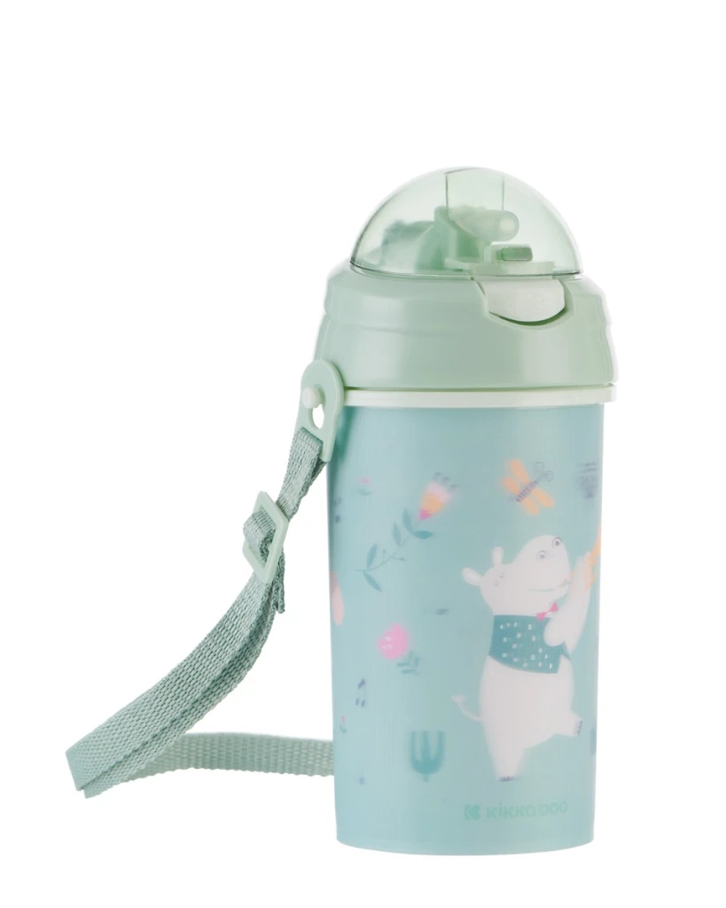KIKKA BOO ŠALICA SA SIL.SLAMKOM I REMENOM 450ML,MUSIC FEST MINT