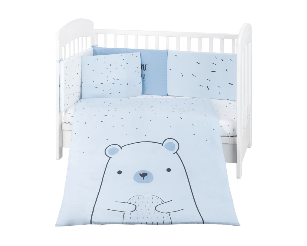KIKKA BOO POSTELJINA SET 6KOM 60/120 BEAR WITH ME BLUE