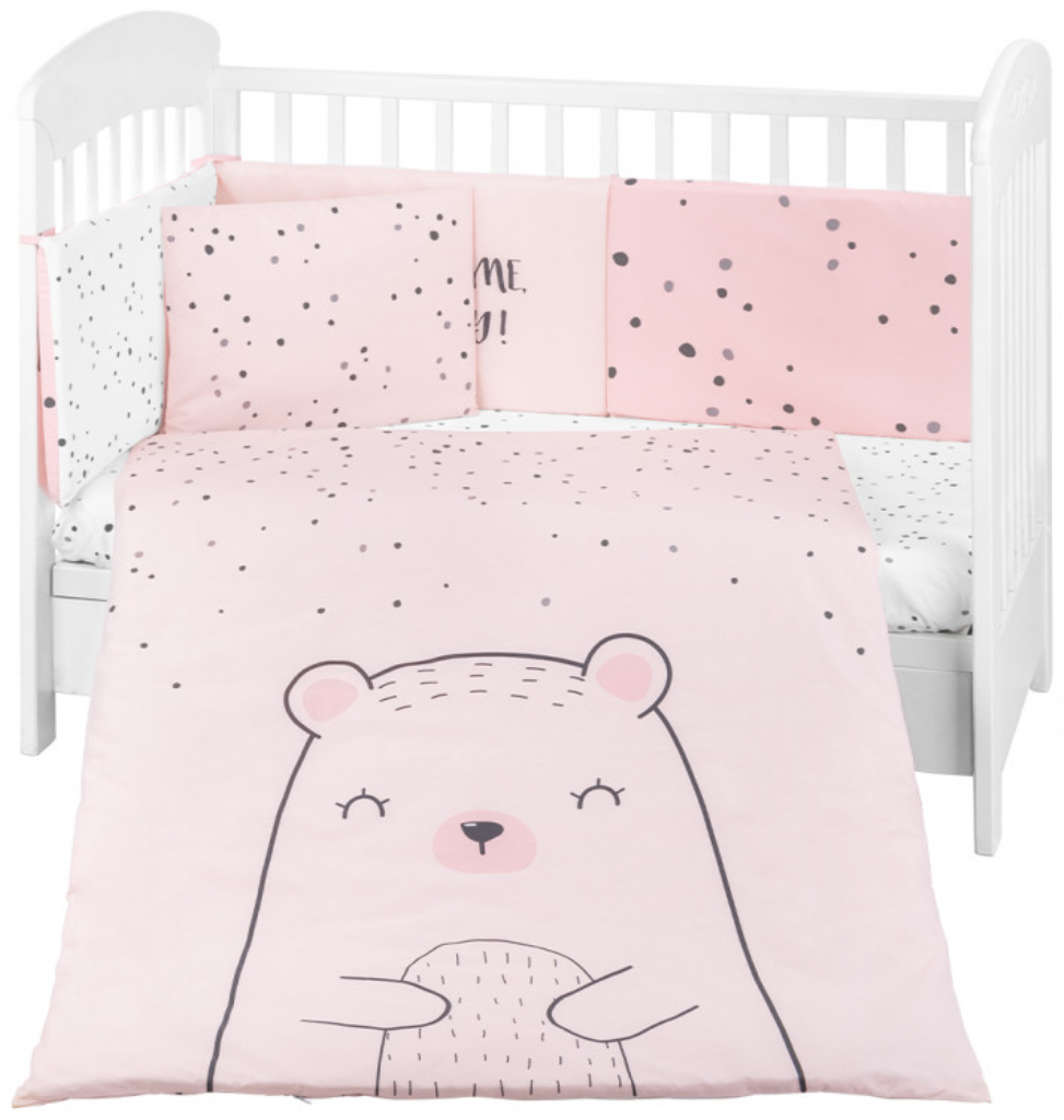 KIKKA BOO POSTELJINA SET 6KOM 60/120.BEAR WITH ME PINK