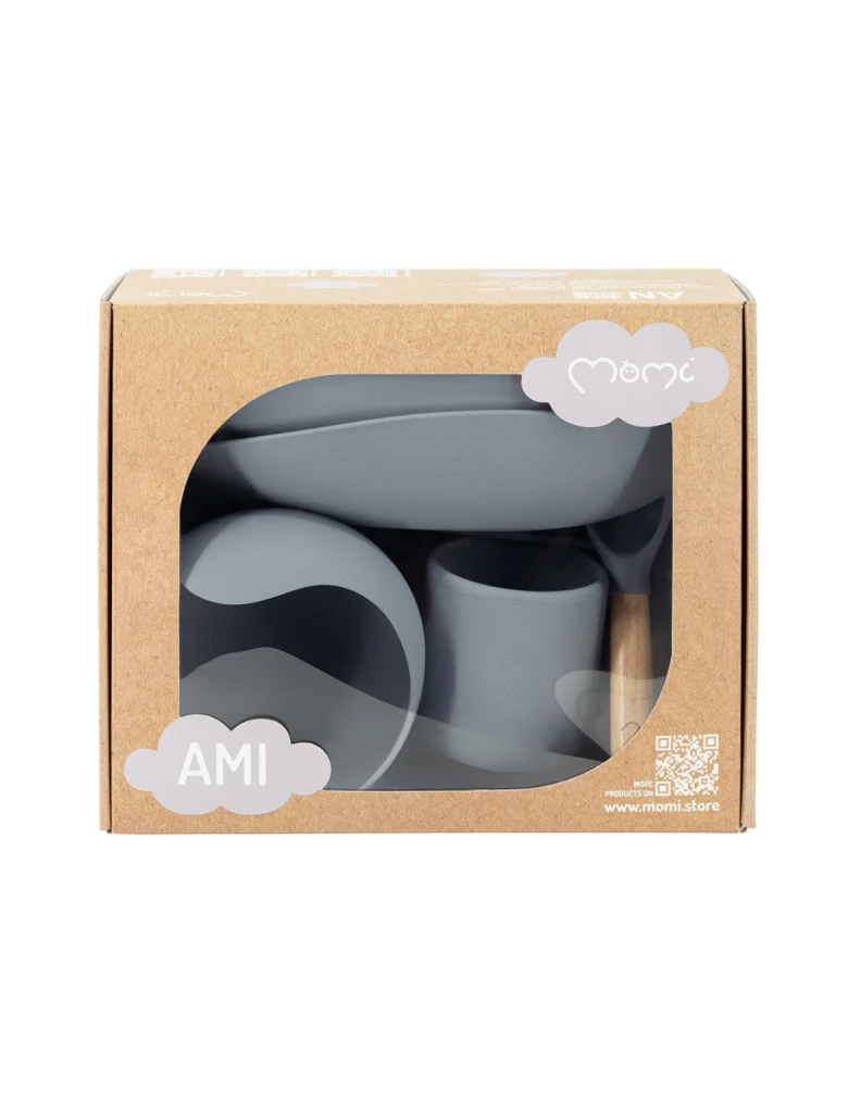 MOMI AMI SET SILIKONSKIH POSUDA,GREY