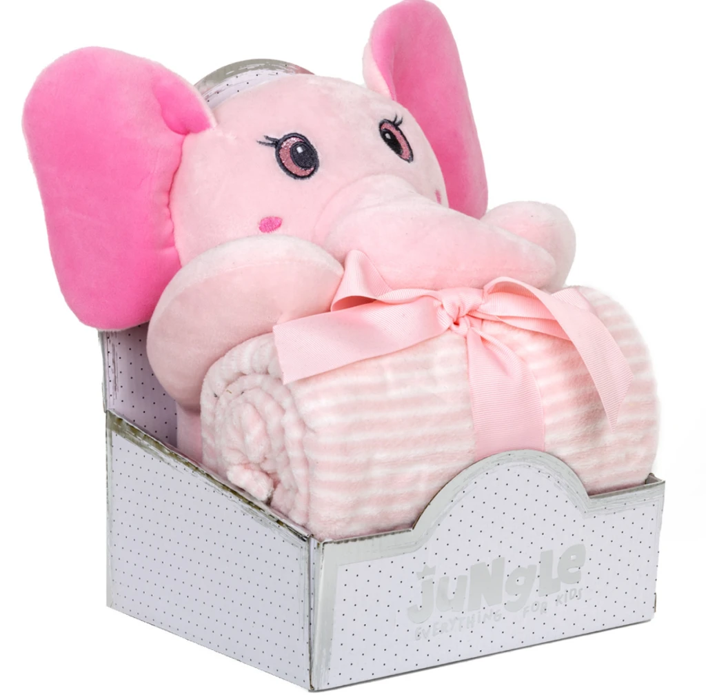 DEKICA + IGRAČKA SLONIĆ PINK