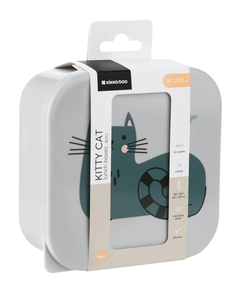KIKKA BOO PP KUTIJE ZA RUČAK 4KOM,KITTY CAT GREY
