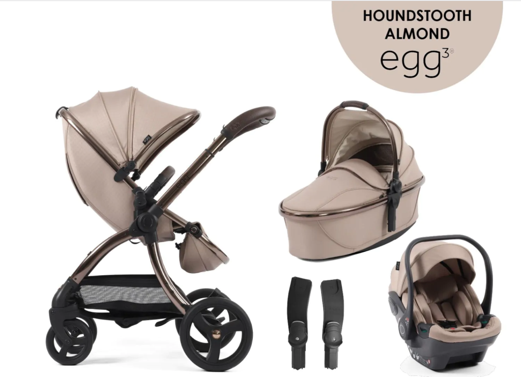 egg3® dječja kolica 4u1 - Special Edition Houndstooth Almond 