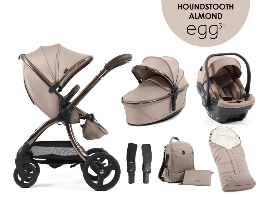 egg3® dječja kolica 6u1 - Special Edition Houndstooth Almond 