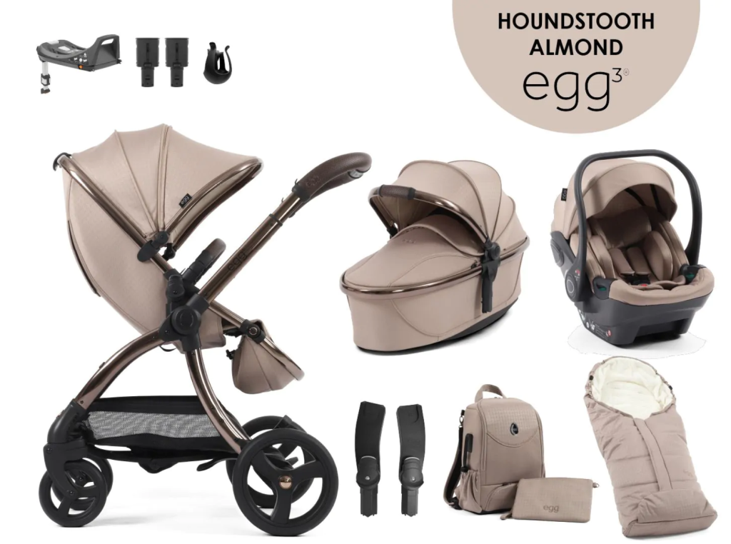 egg3® dječja kolica 9u1 - Special Edition Houndstooth Almond 