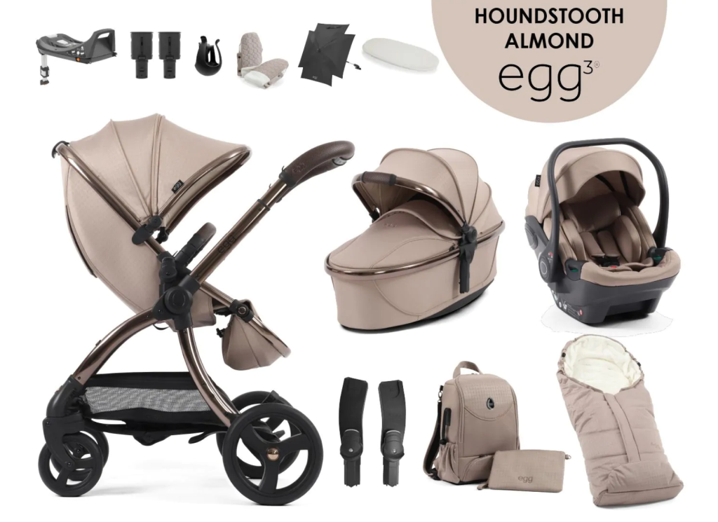 egg3® dječja kolica 12u1 - Special Edition Houndstooth Almond 