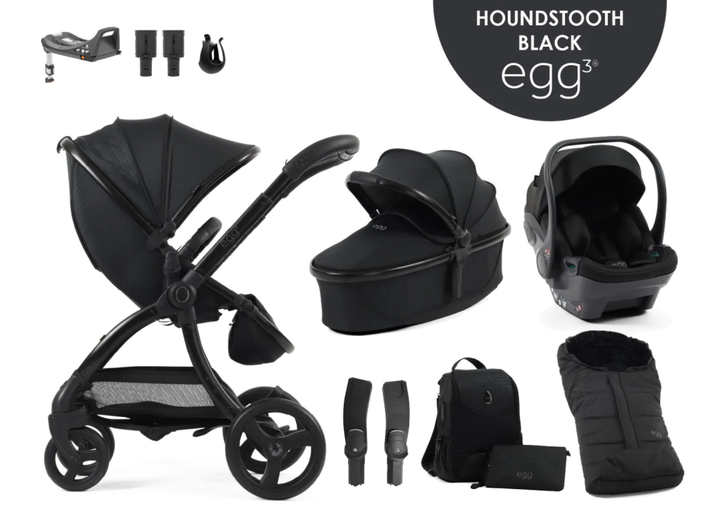 egg3® dječja kolica 9u1 - Special Edition Houndstooth Black