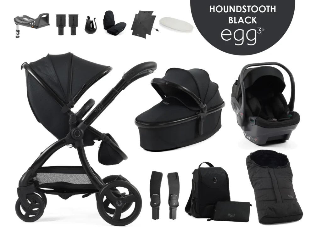egg3® dječja kolica 12u1 - Special Edition Houndstooth Black