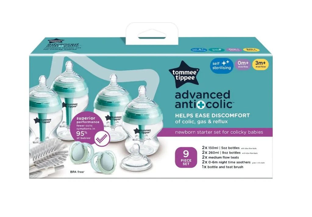 TOMMEE TIPPEE ANTI-COLIC SET BOČICA,4 BOČICE,2 SISAČA,DUDA,ČETKA