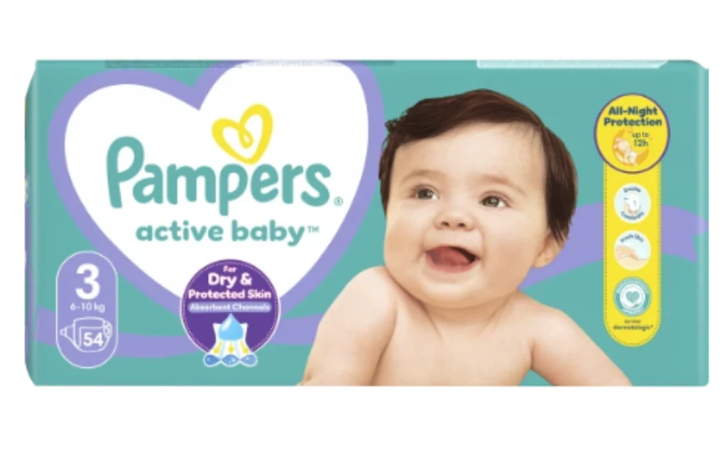 PAMPERS ACTIVE BABY PELENE VEL.3(6-10KG) 54KOM