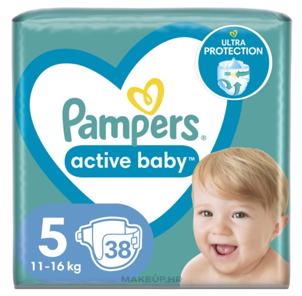 PAMPERS ACTIVE BABY PELENE VEL.5(11-16KG)38KOM
