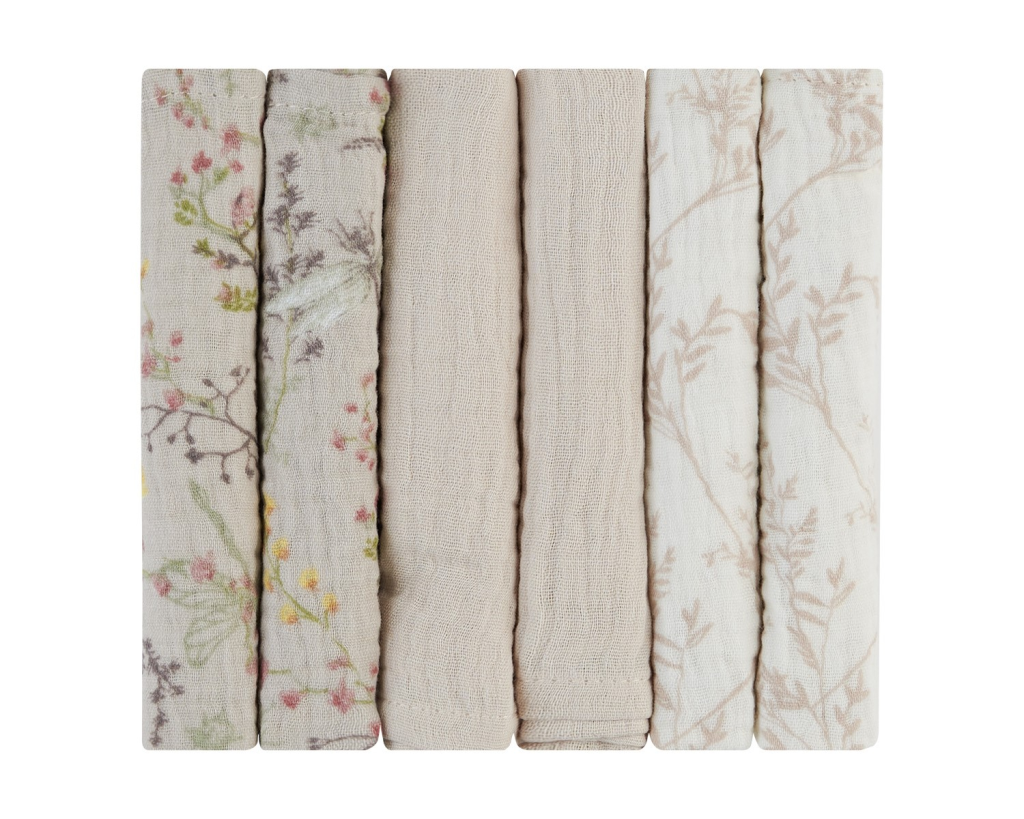 KIKKA BOO MUSLIN KRPICE 6KOM 30X30 SECRET GARDEN BEŽ