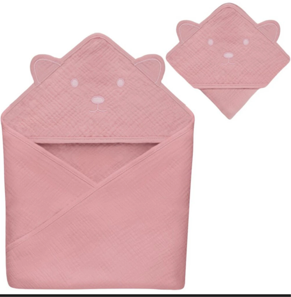 LIONELO RUČNIK OD MUSLINA S KAPULJAČOM ROZI