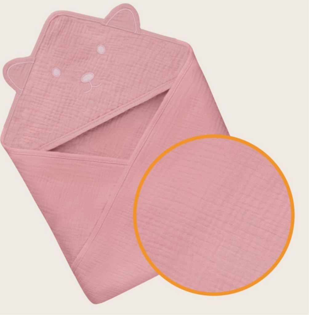 LIONELO RUČNIK OD MUSLINA S KAPULJAČOM ROZI