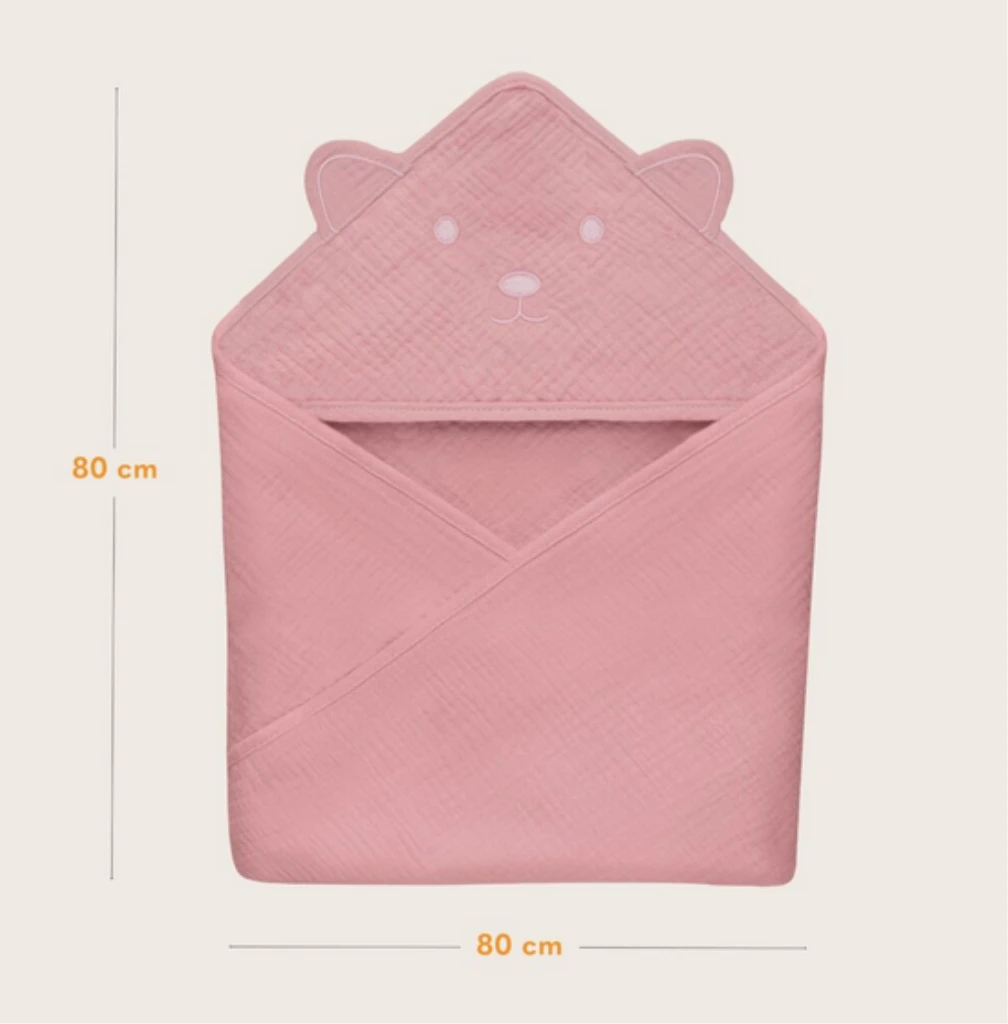 LIONELO RUČNIK OD MUSLINA S KAPULJAČOM ROZI