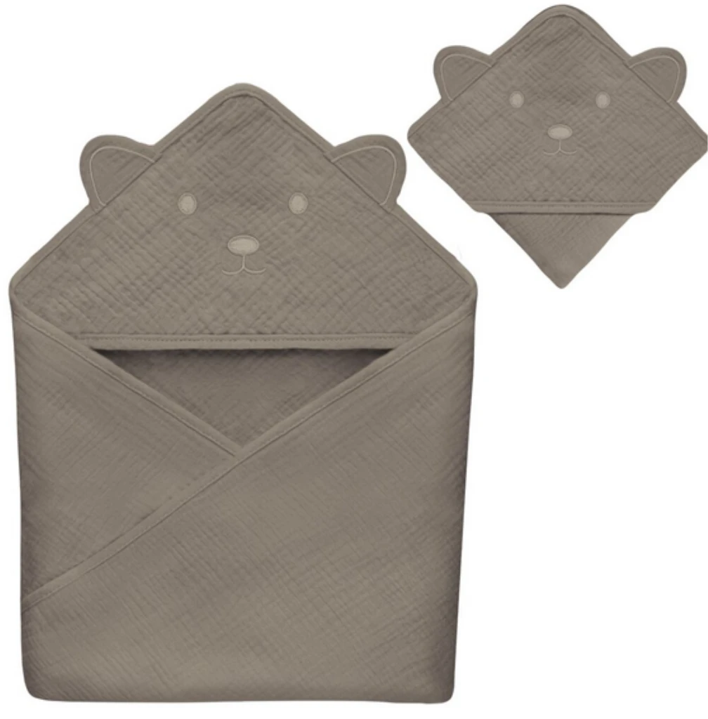 LIONELO RUČNIK OD MUSLINA S KAPULJAČOM BEŽ CAPPUCCINO