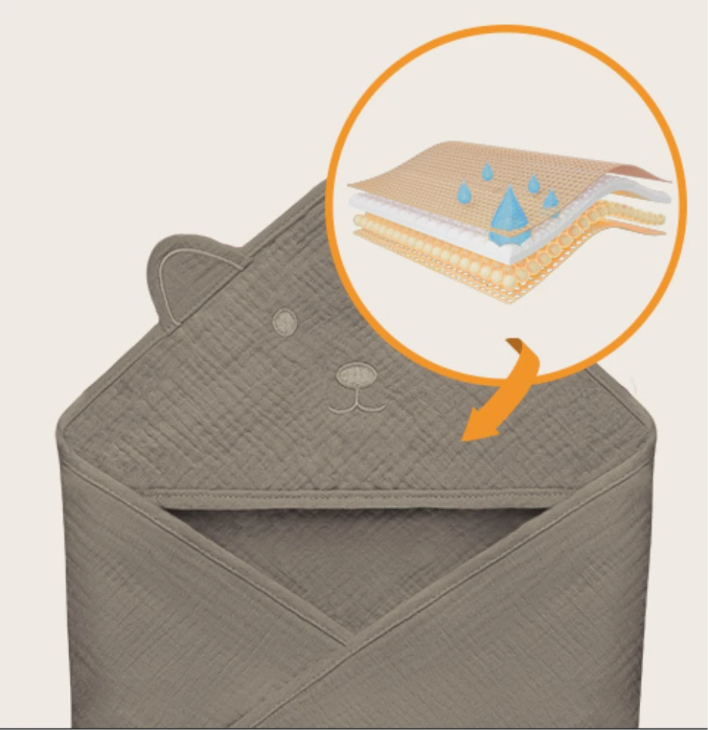 LIONELO RUČNIK OD MUSLINA S KAPULJAČOM BEŽ CAPPUCCINO