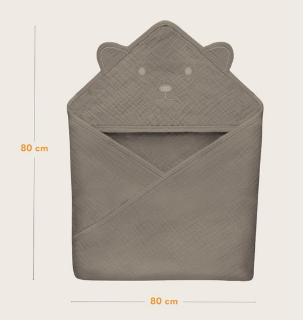 LIONELO RUČNIK OD MUSLINA S KAPULJAČOM BEŽ CAPPUCCINO