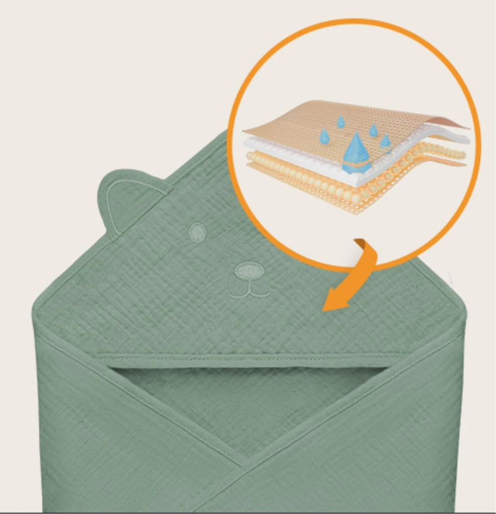 LIONELO RUČNIK OD MUSLINA S KAPULJAČOM GREEN FOREST