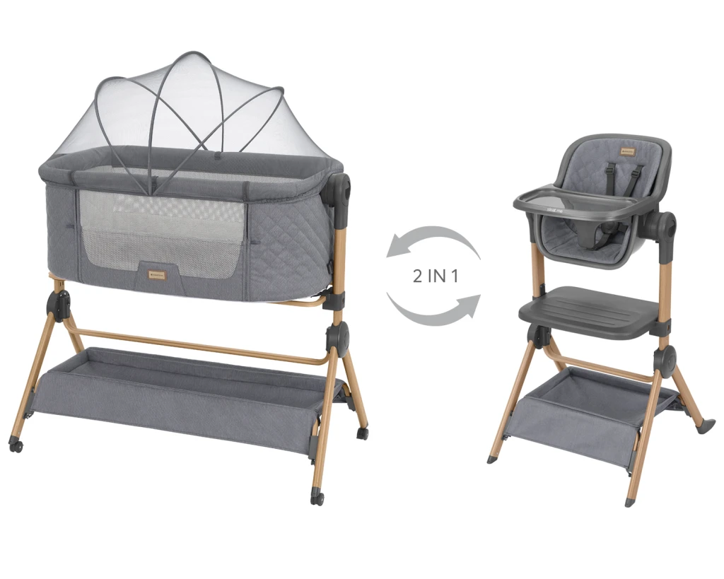 KIKKA BOO SLEAT ME 2U1 NOĆNI KREVETIĆ+HRANILICA,GREY