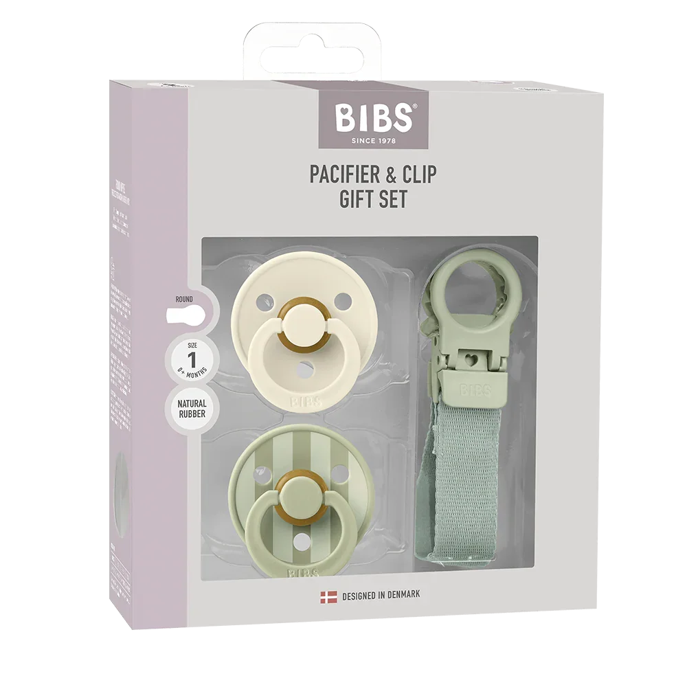 BIBS POKLON SET DUDA+VEZICA,LATEX,VEL 1,SAGE