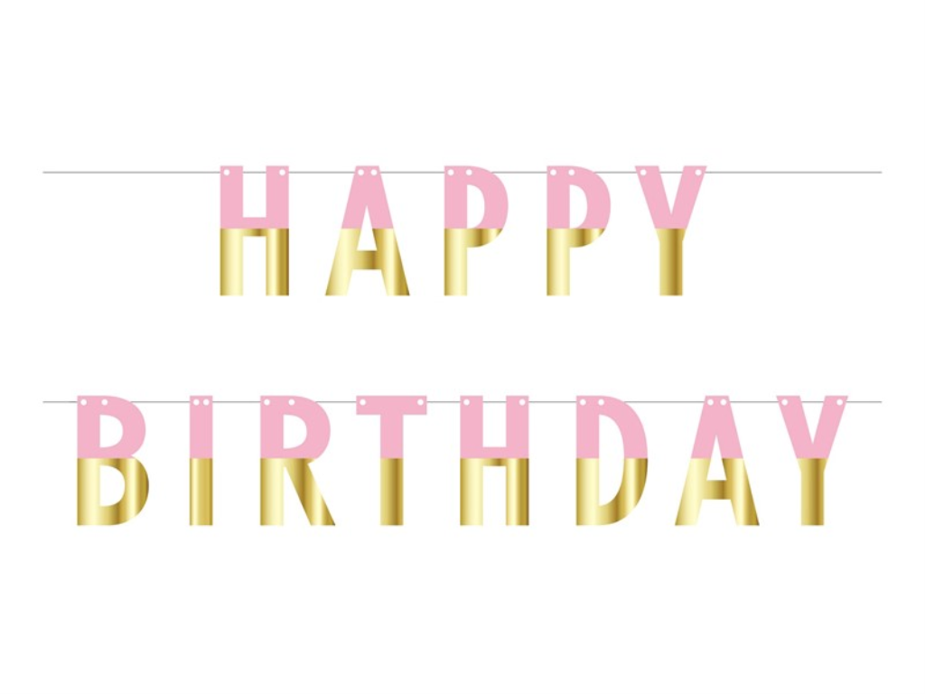 BANER HAPPY BIRTHDAY PINK-GOLD 160CM TŠ.
