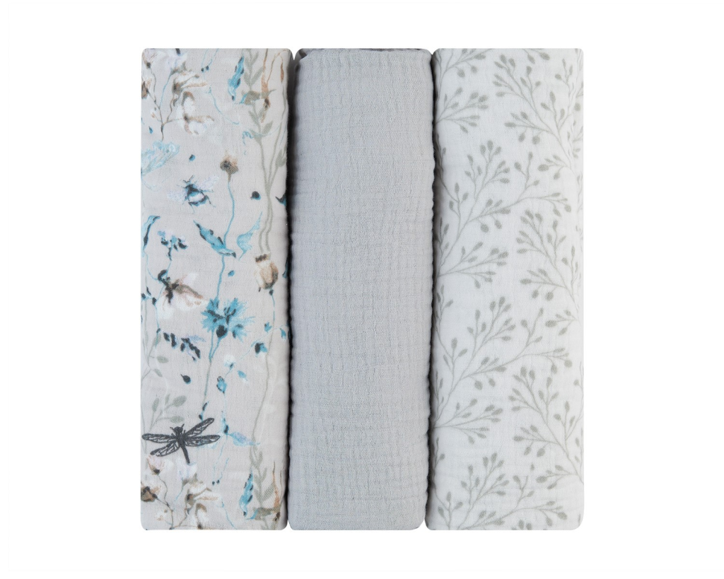 KIKKA BOO MUSLIN PELENE,SET 3 KOM,100X100CM,DREAMY FIELDS GR