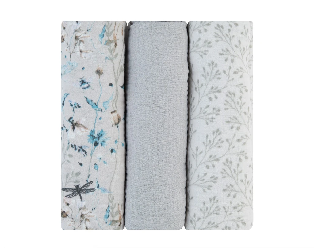 KIKKA BOO MUSLIN PELENE,SET 3 KOM,100X100CM,DREAMY FIELDS GR