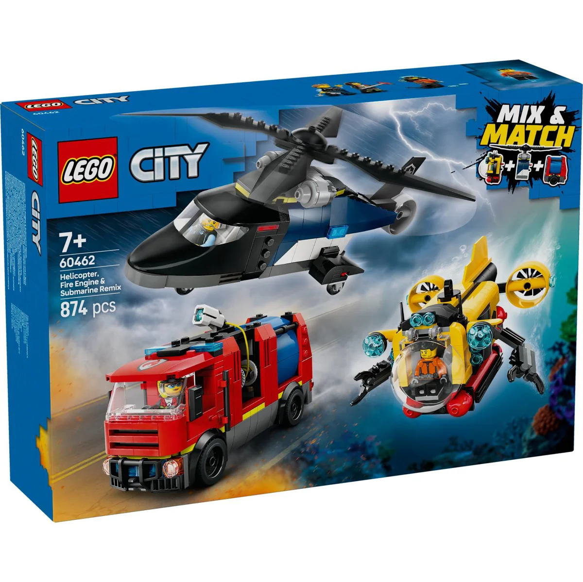 LEGO 60462 HELIKOPTER,VATROGASNI KAMION I PODMORNICA