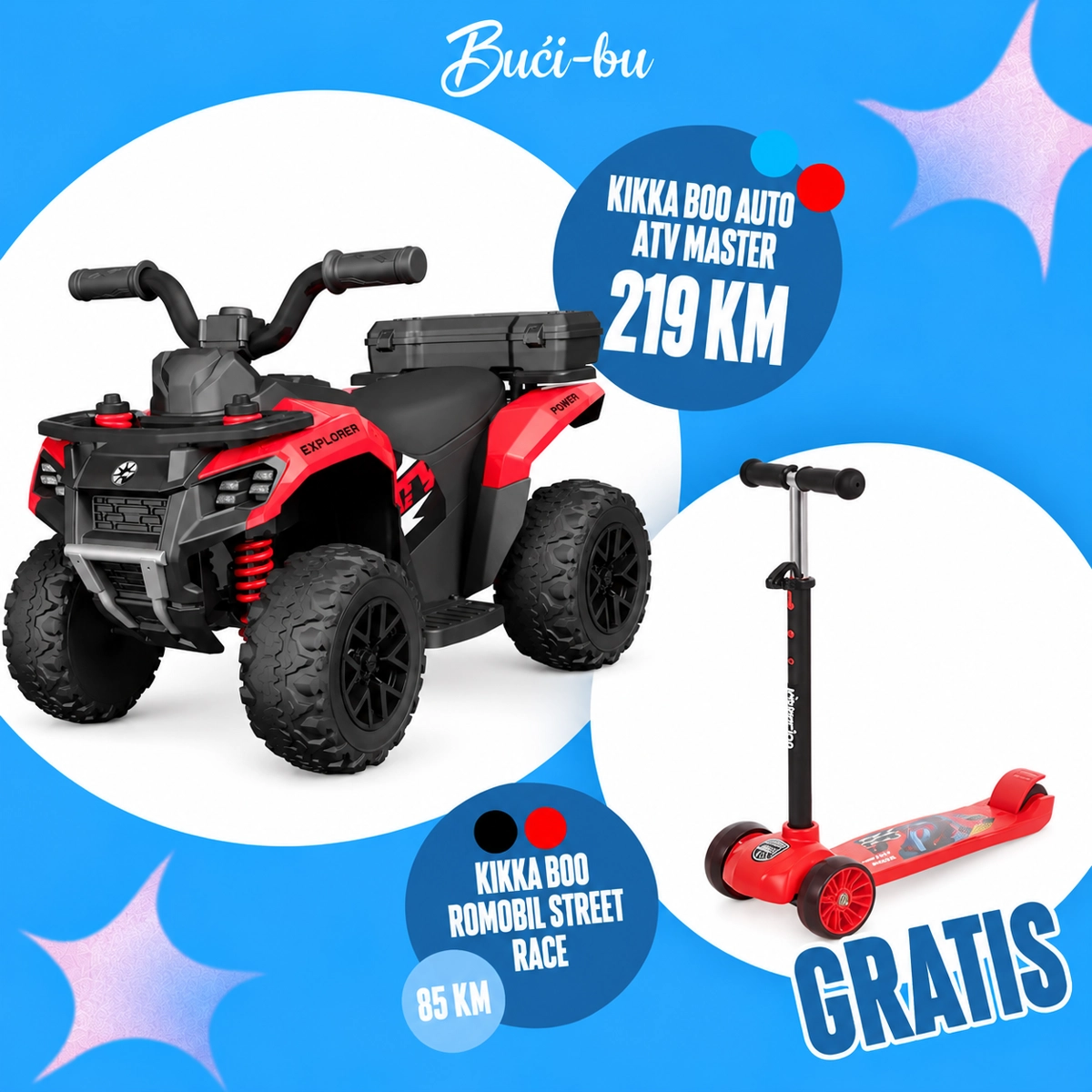 KIKKA BOO AUTO ATV MASTER 6V4.5AH RED+GRATIS KIKKA BOO ROMOBIL STREET RACE